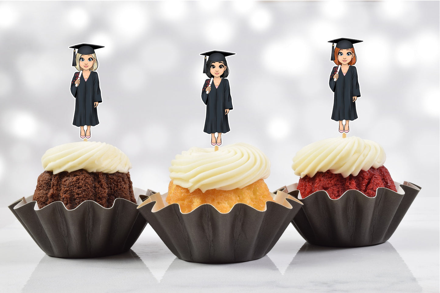 cute graduation party cupcake toppers - set of 12 fbh24