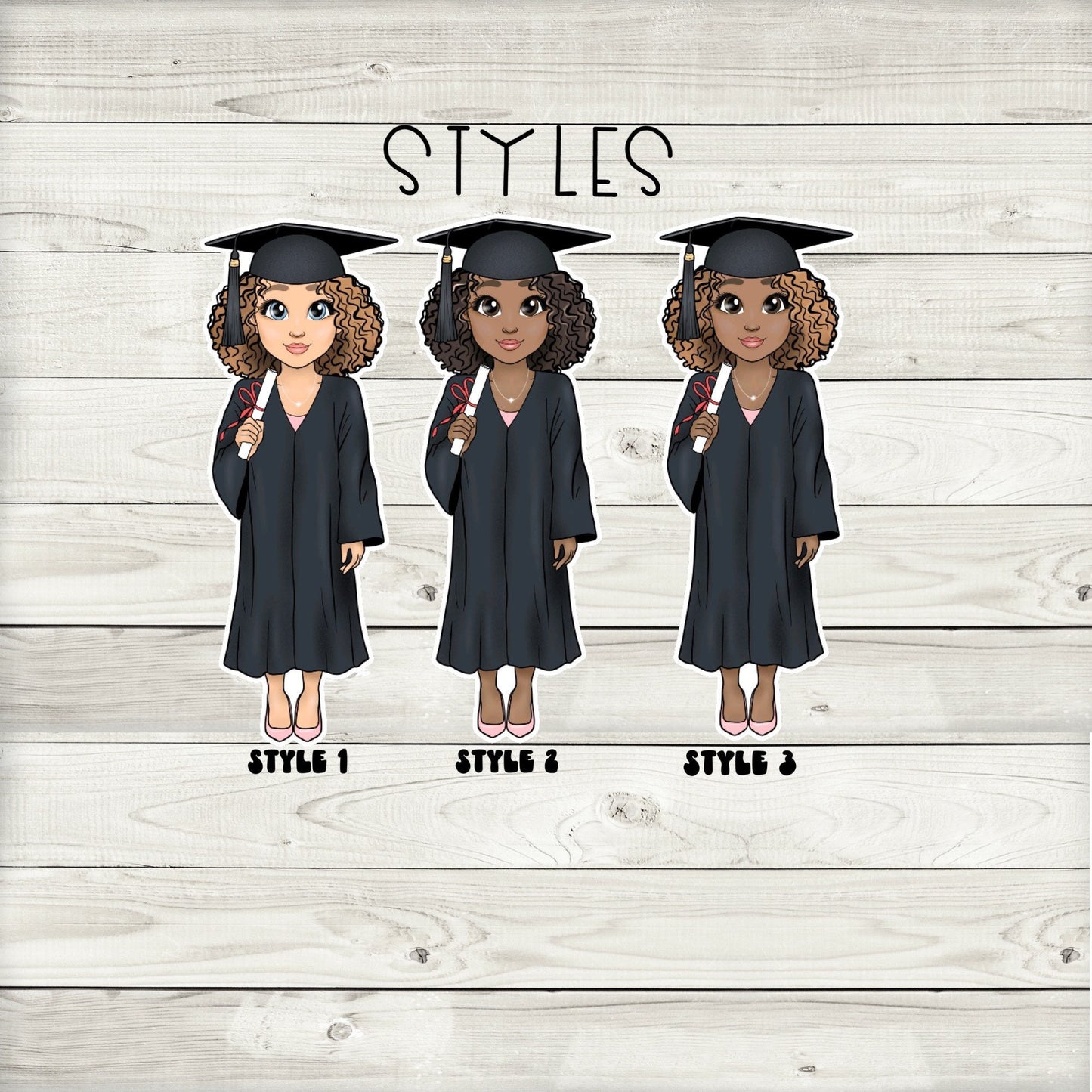 cute african american graduation party cupcake toppers -set of 12 ch024