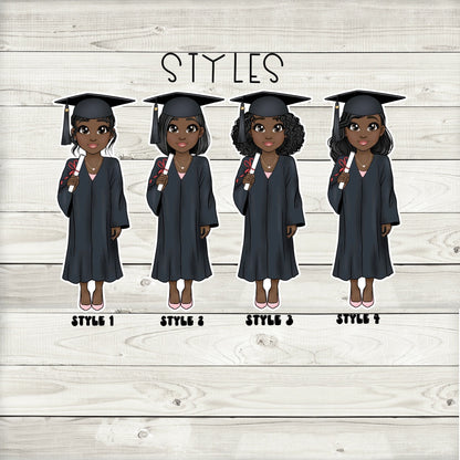 Cute African American Graduation Party Cupcake Toppers -Set of 12 DS024