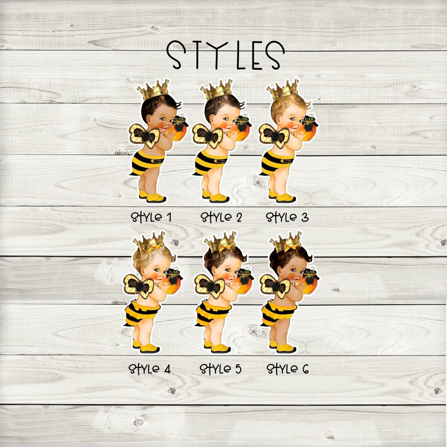 bee baby shower cupcake toppers (set of 12) be02w