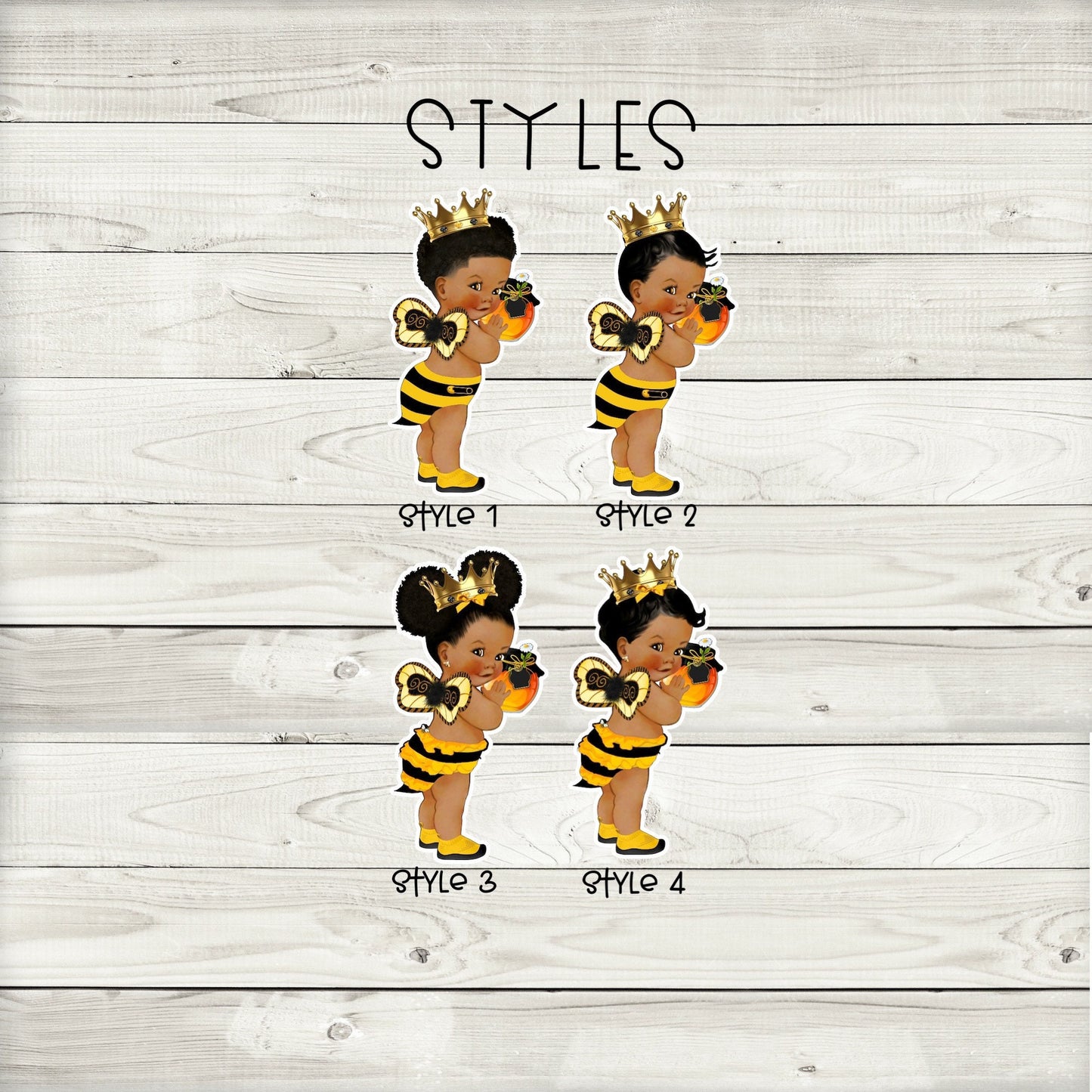 african american bee baby shower cupcake toppers (set of 12) be02b