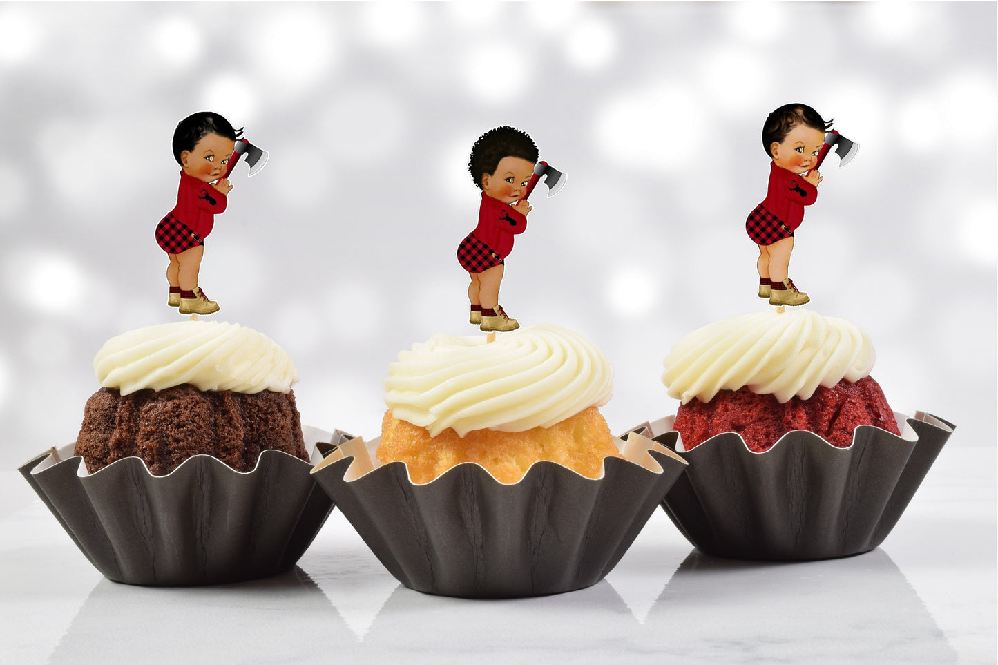 baby lumberjack logger cupcake toppers (set of 12) bl03b