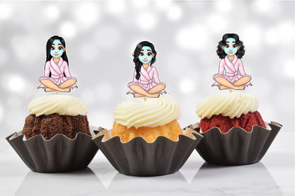 Pamper Spa Party Mask Cupcake Toppers MS05 (Set of 12)