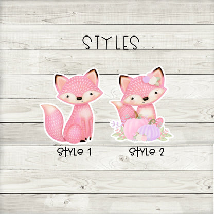 Pink Fox Woodland Friends Twin Gender Reveal Cupcake Toppers (Set of 12)