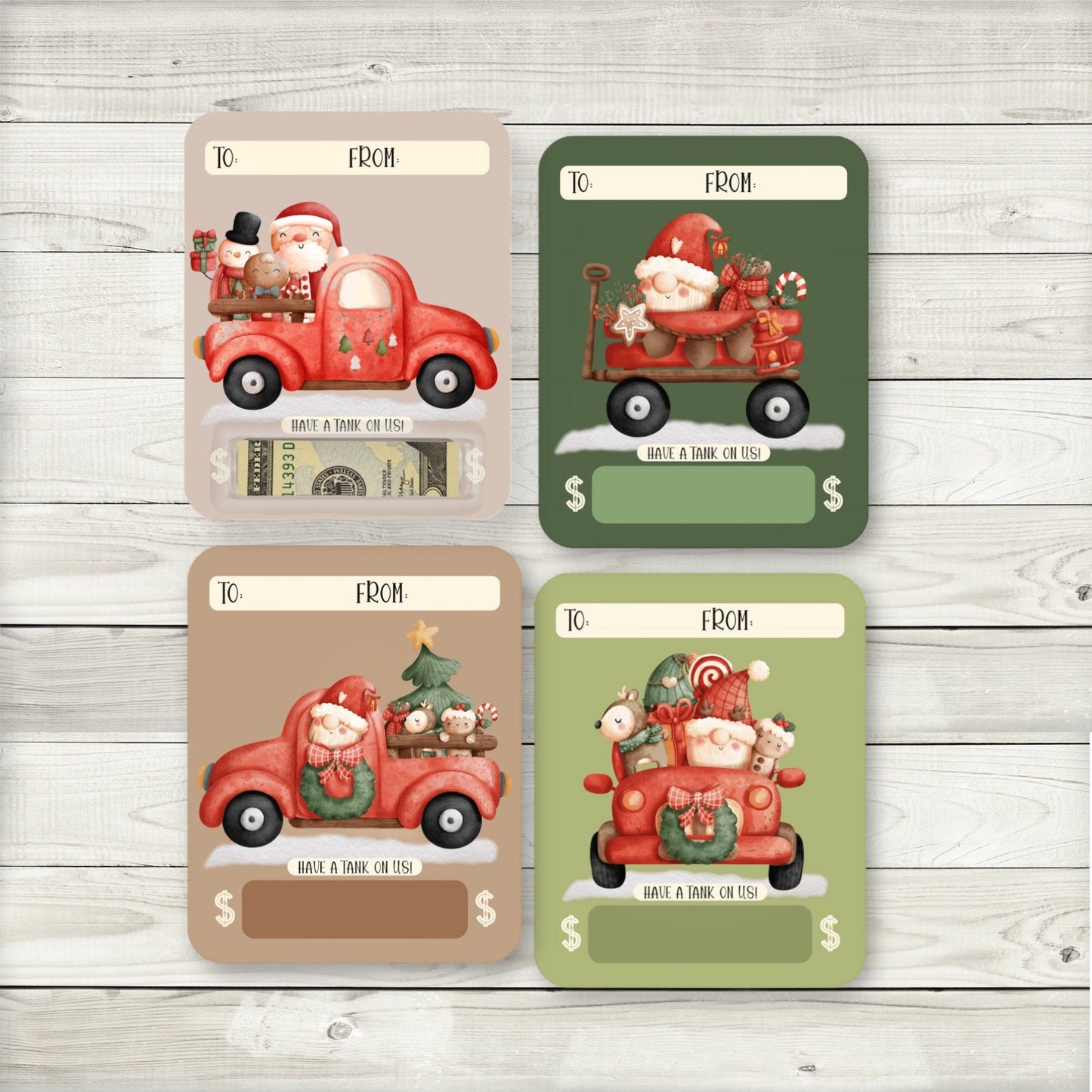 santa claus gas money christmas cash card holders