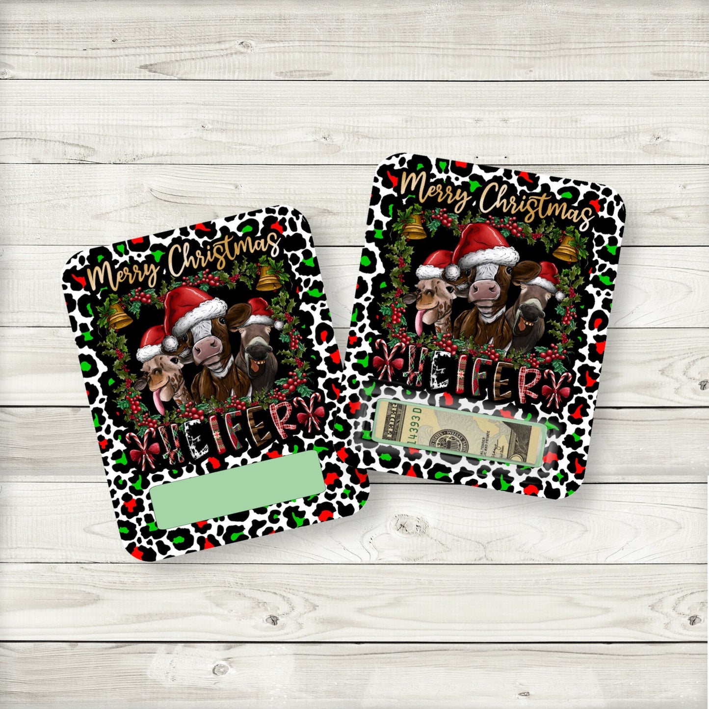 merry christmas heifer money card holder