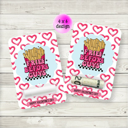 Fries Before Guys Valentines Day Lip Balm Party Favors|Fries Before Guys Galentine’s Day Money Card Holder