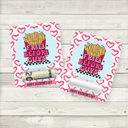 Fries Before Guys Valentines Day Lip Balm Party Favors|Fries Before Guys Galentine’s Day Money Card Holder