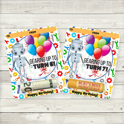 Robot Birthday Money Card Holders|Lip Balm Party Favors