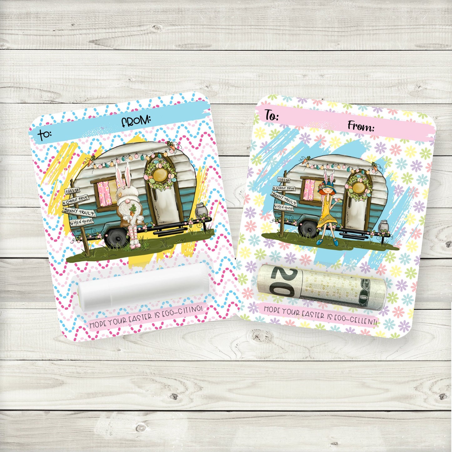 easter cash money cards|easter basket stuffers|easter basket fillers|easter basket gifts|easter lip balm|easter camper