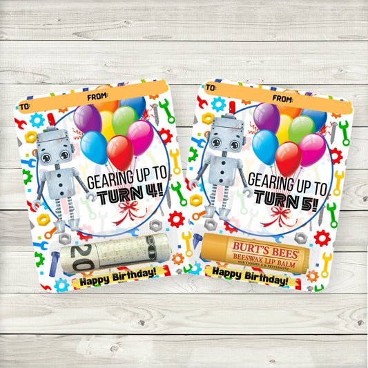 Robot Birthday Money Card Holders|Lip Balm Party Favors