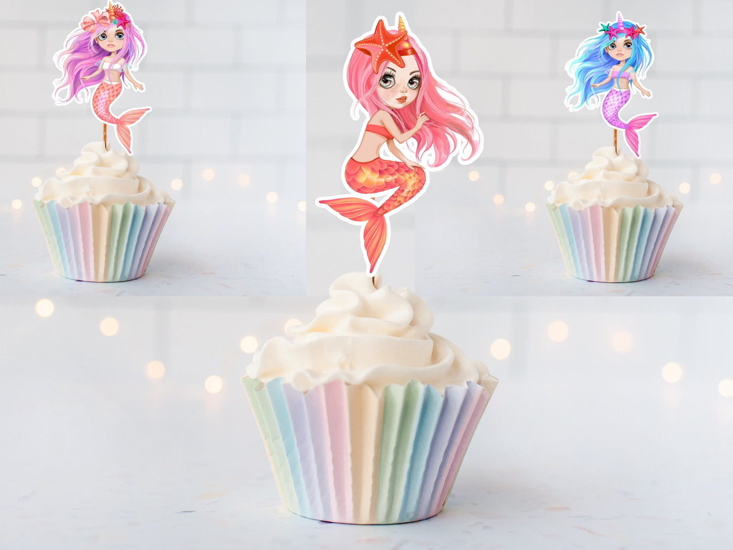 mermaid cupcake toppers