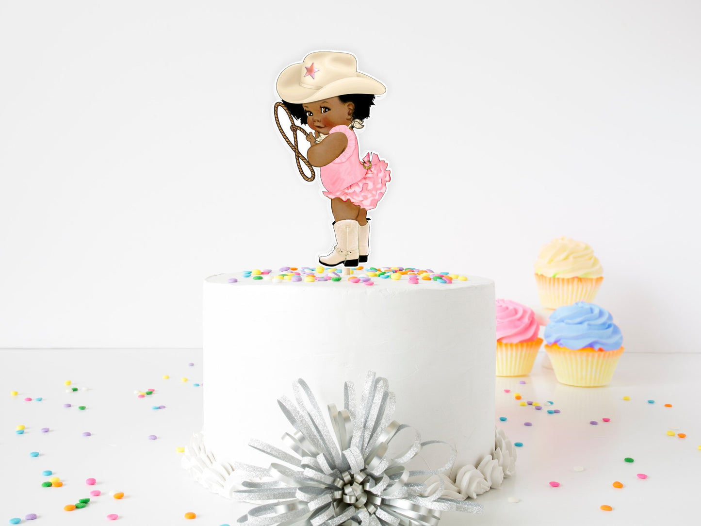 cowgirl cake topper|cowgirl birthday theme|cowgirl baby shower theme|rodeo cake topper|western cowgirl rodeo theme|african american crl pink