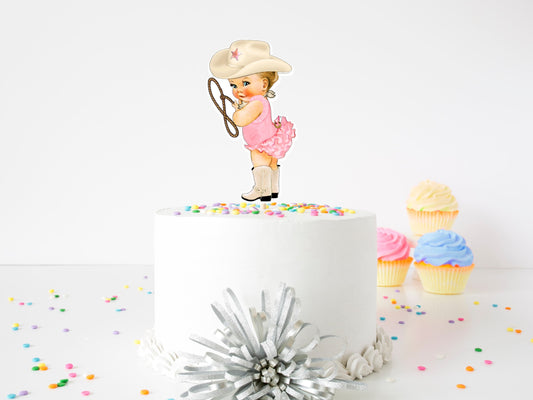 Cowgirl Cake Topper|CowGirl Birthday Theme|Cowgirl Baby Shower Theme|Rodeo Cake Topper|Western Cowgirl Rodeo Theme|Blonde Cowgirl Pink