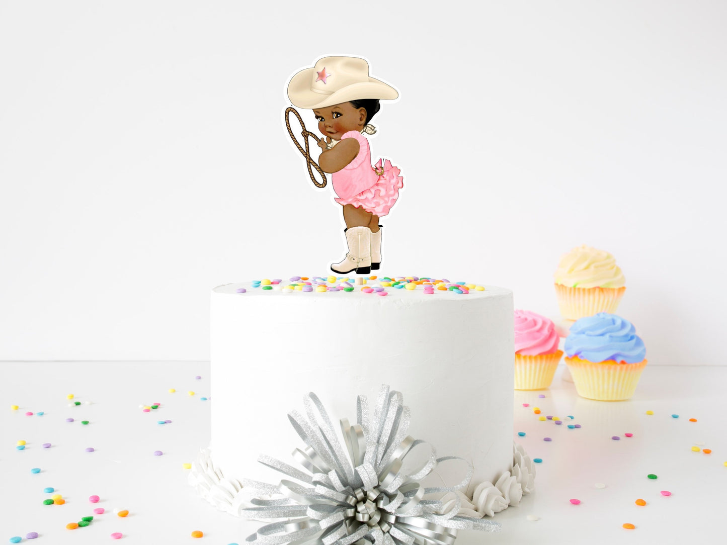 cowgirl cake topper|cowgirl birthday theme|cowgirl baby shower theme|rodeo cake topper|western cowgirl rodeo theme|african american str pink