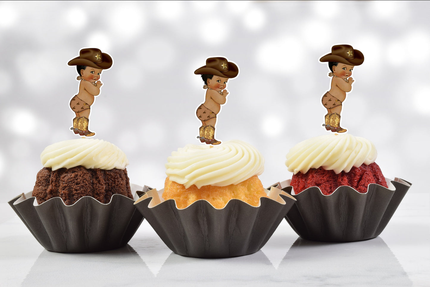 little cowboy baby shower cupcake toppers | it’s a cowboy y’all (set of 12) cb02b