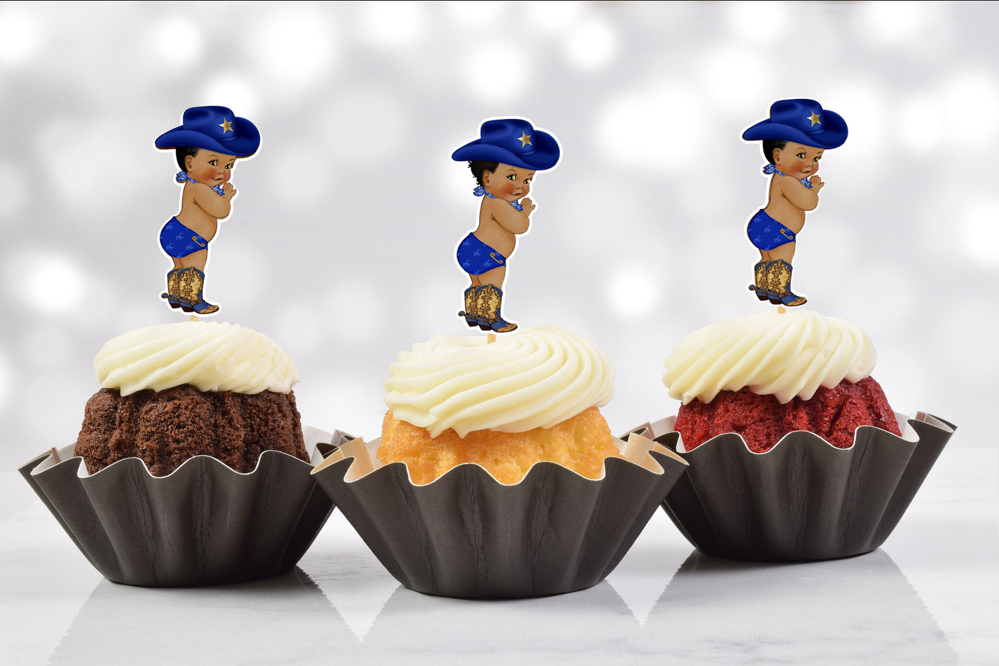 little cowboy baby shower cupcake toppers | it’s a cowboy y’all | cowboy birthday (set of 12) cb02b