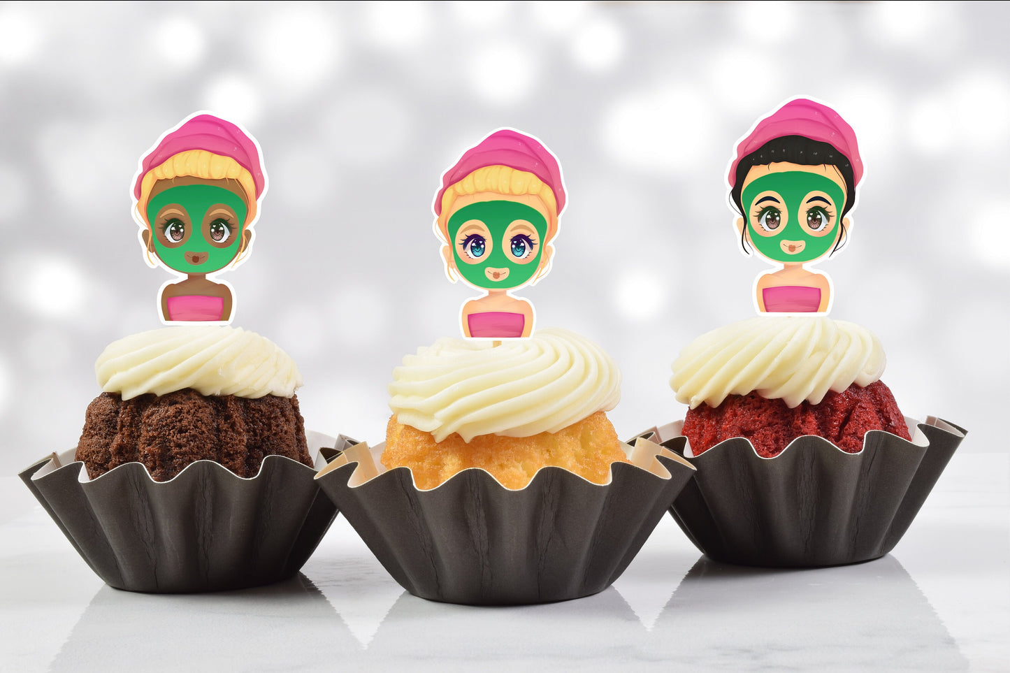 pamper spa party mask cupcake toppers (set of 12)