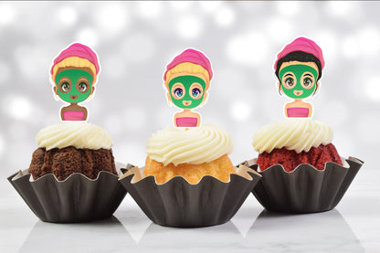 Pamper Spa Party Mask Cupcake Toppers (Set of 12)