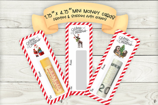 Mini Christmas Cash Money Card Holders | Lip Balm Party Holders | Santa Moose Hedgehog Edition