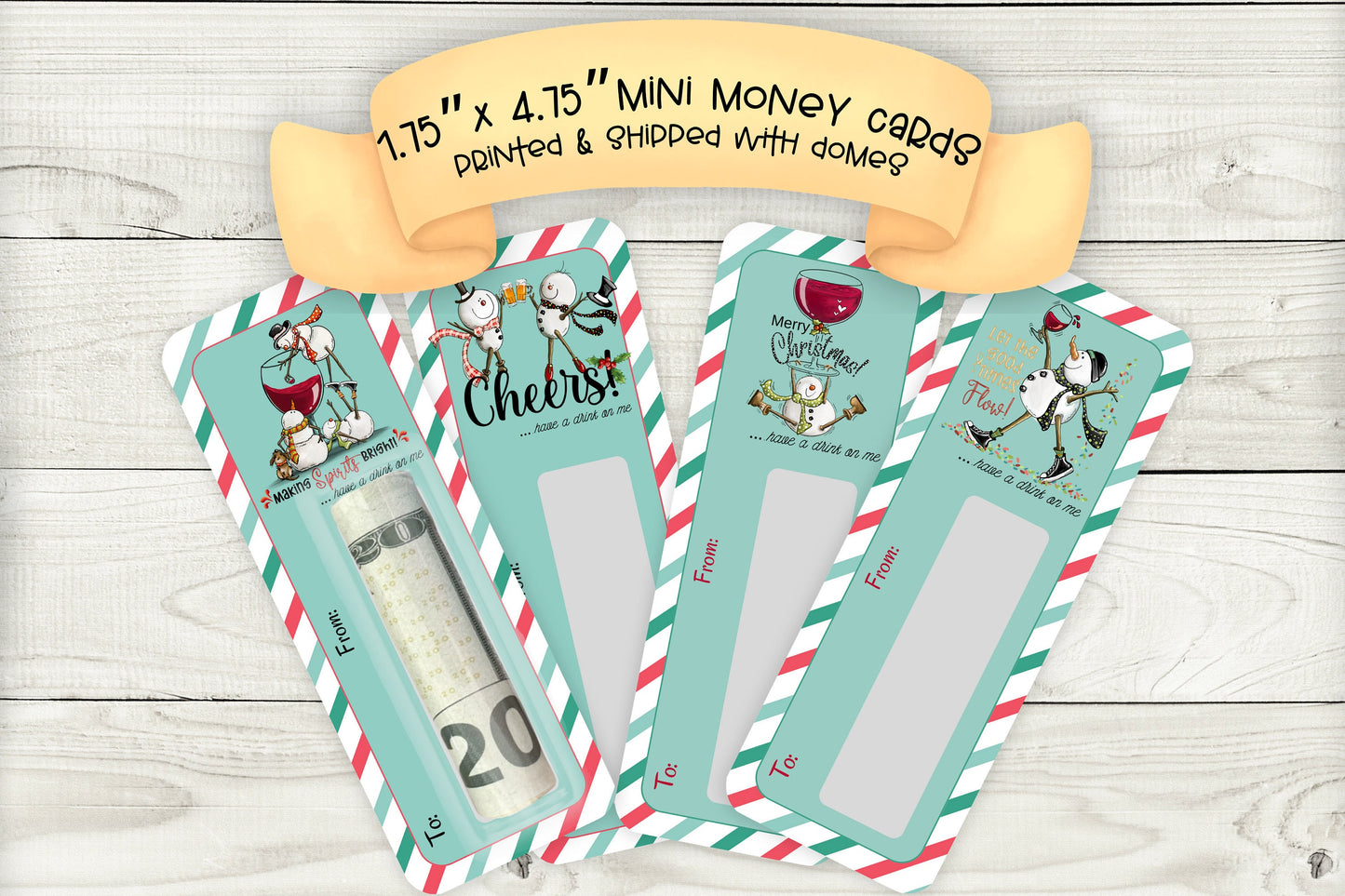 mini money cards| cute snowman christmas cash holder