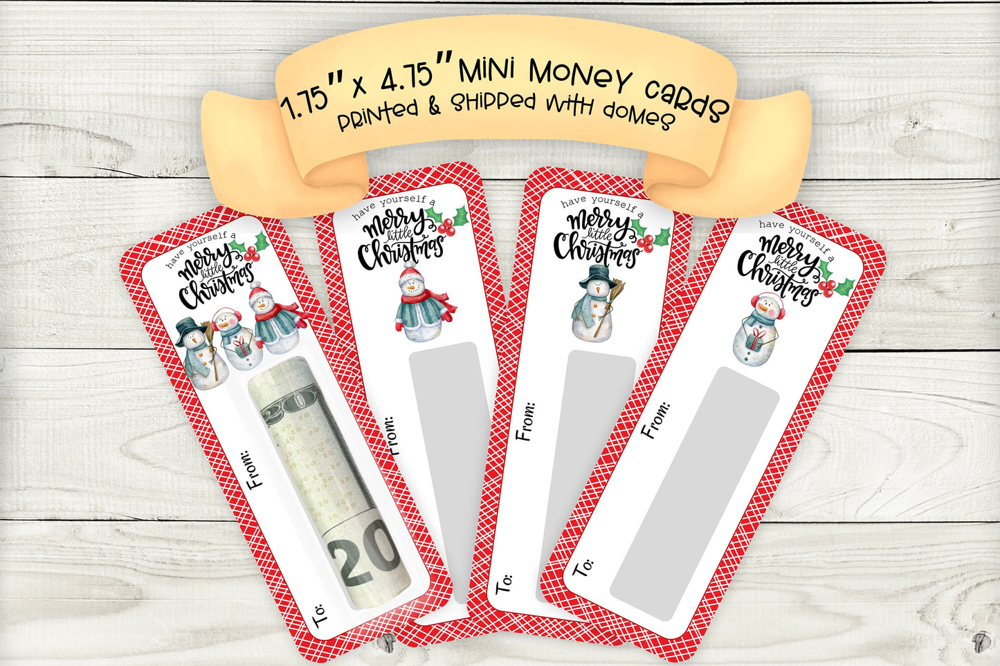 mini money card stocking stuffers | cute snowman christmas cash holder