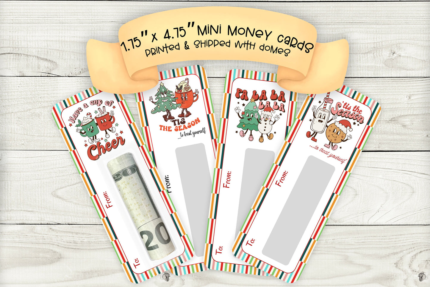 mini money cards | retro christmas cash holder