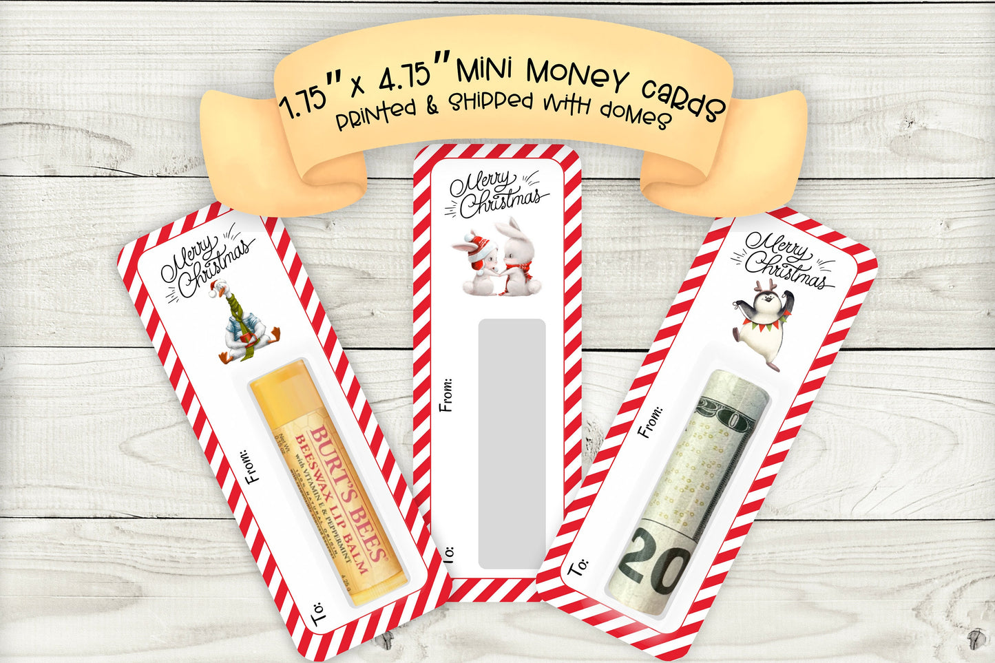 mini christmas cash money card holders | lip balm party holders | goose rabbit penguin edition