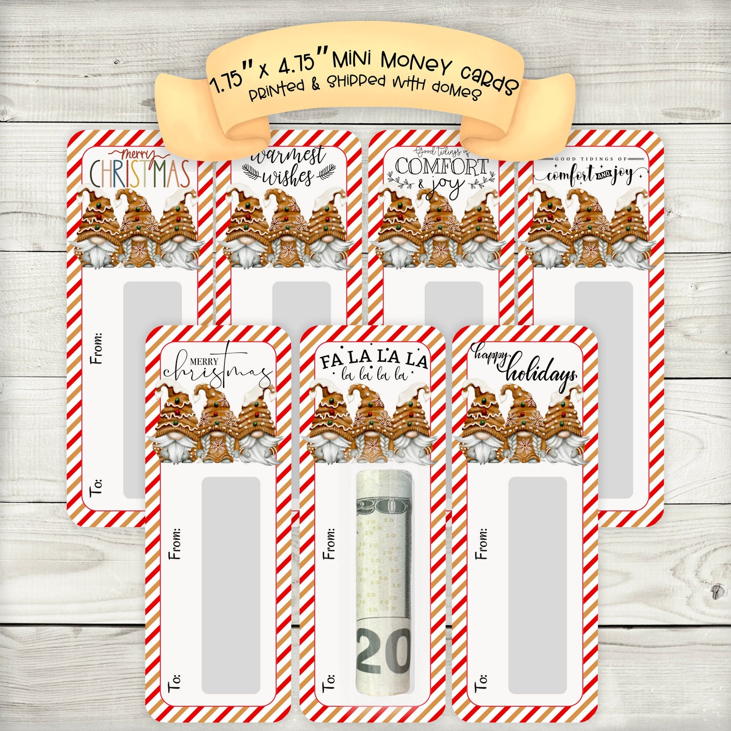 mini money cards| gingerbread gnomes money holder | christmas cash | christmas gonk