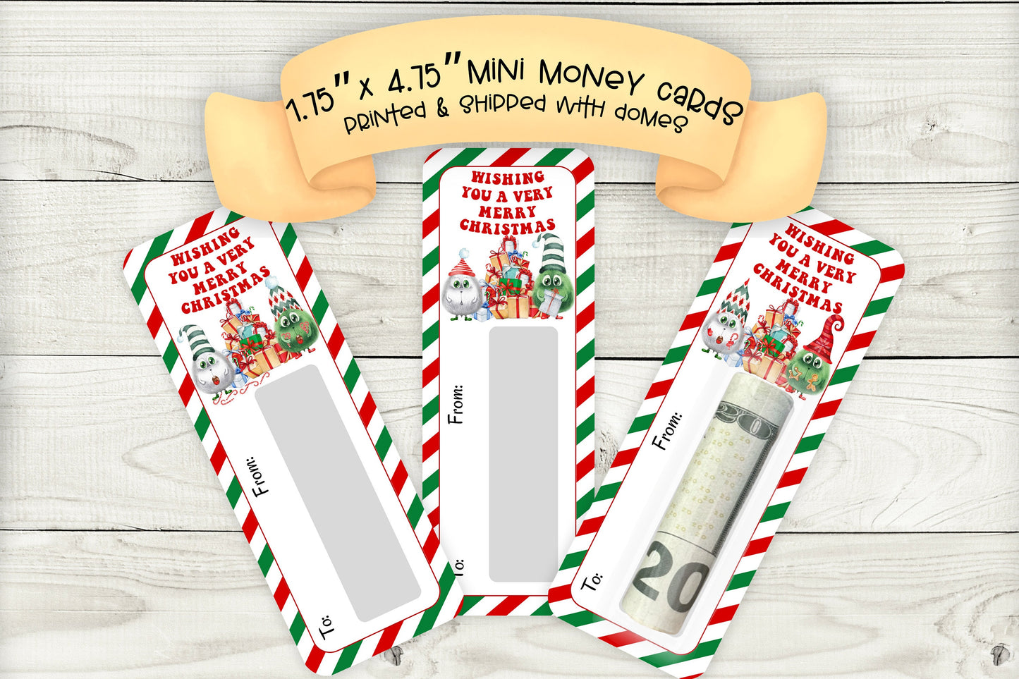 mini money cards| cute christmas creature cash holder