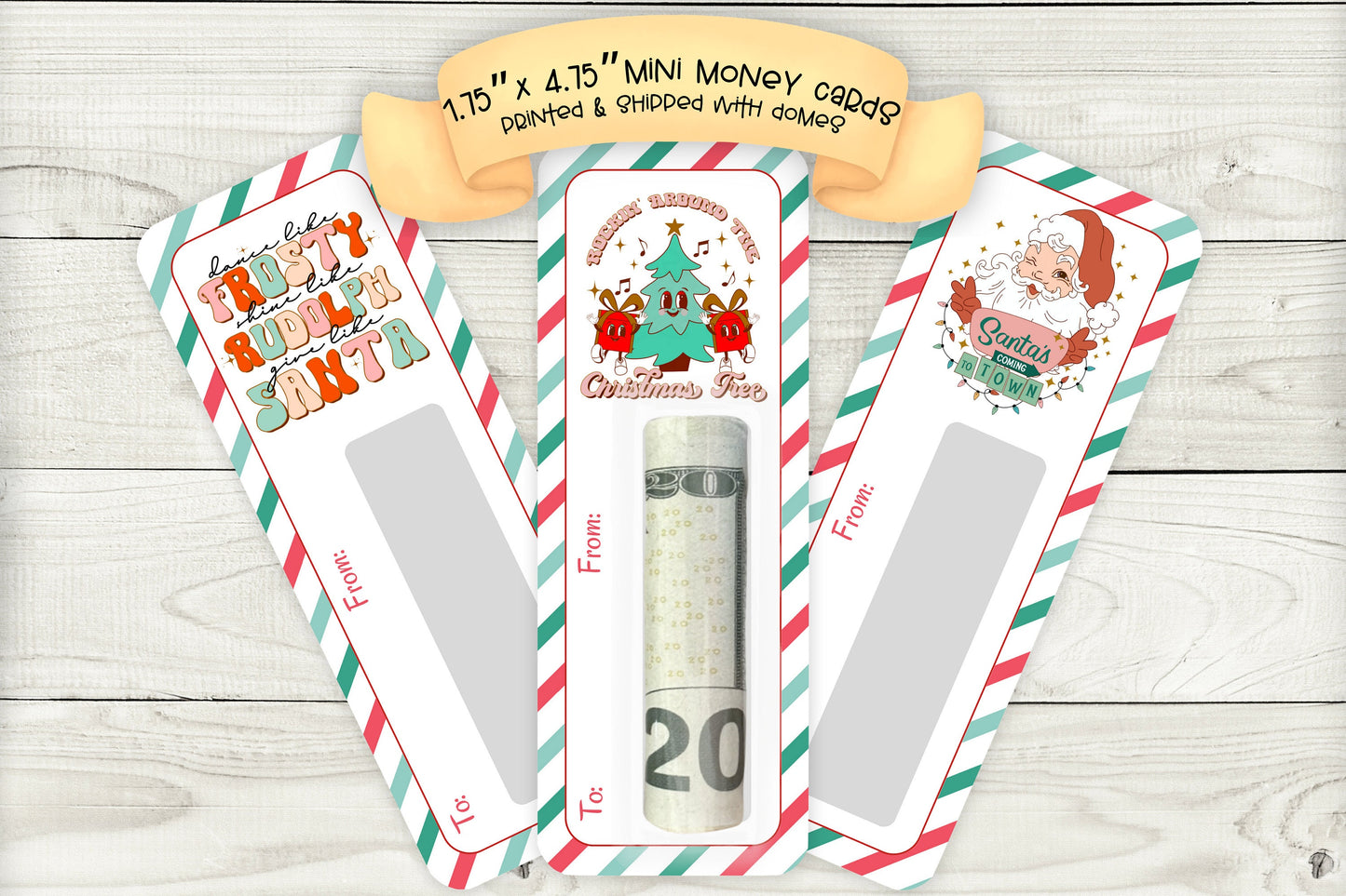 mini money cards | retro christmas cash holder edition 3