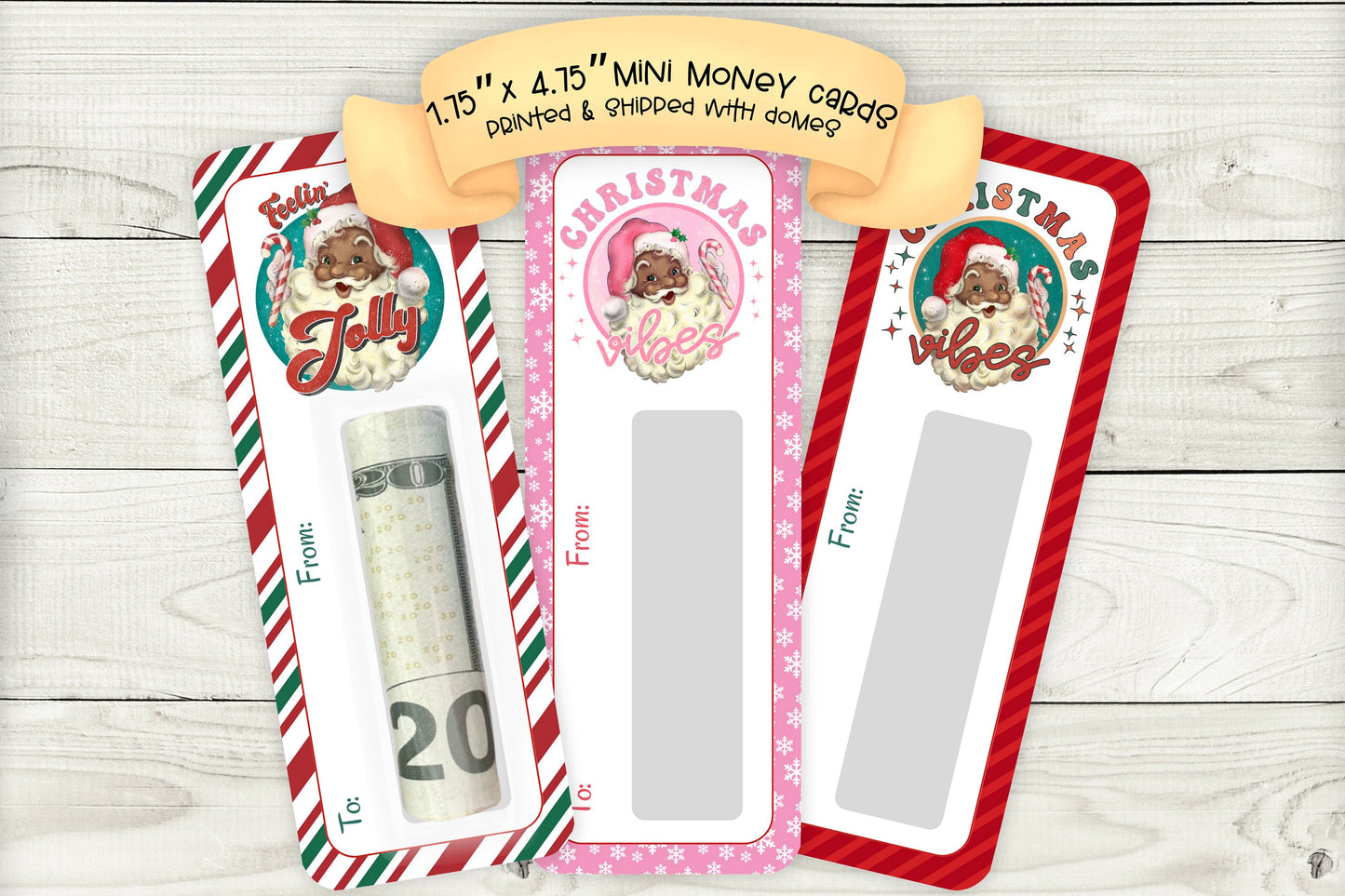 mini money cards | christmas vibes | african american santa