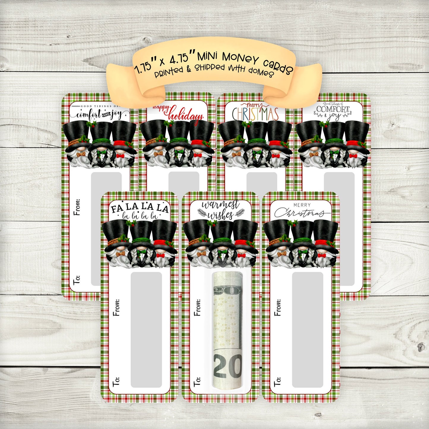 mini money cards | top hat christmas gnomes money holder | christmas cash | christmas gonk