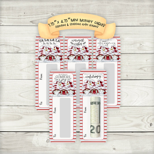 Mini Money Cards | Snow Covered Gnome Money Holders | Christmas Cash | Christmas Gonk