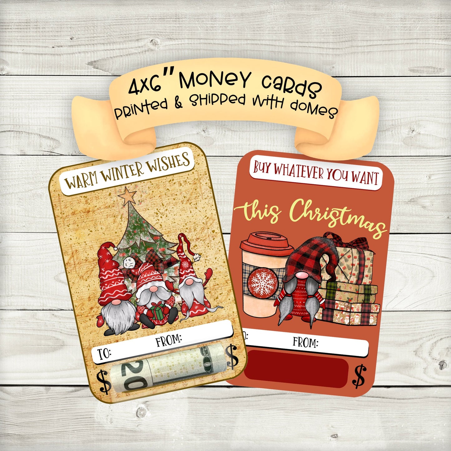 gnome christmas cash money holders