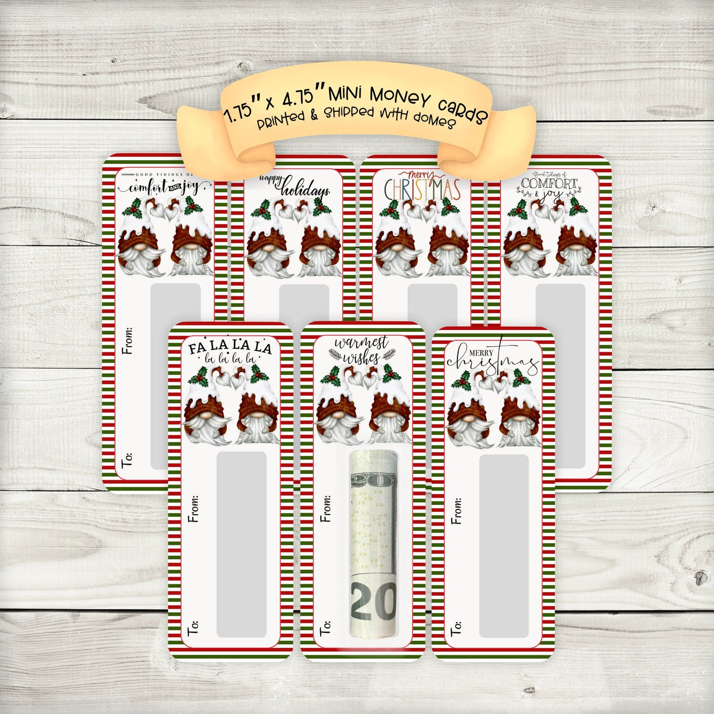 mini money cards| christmas pudding gnome money holder | christmas gonks | christmas cash