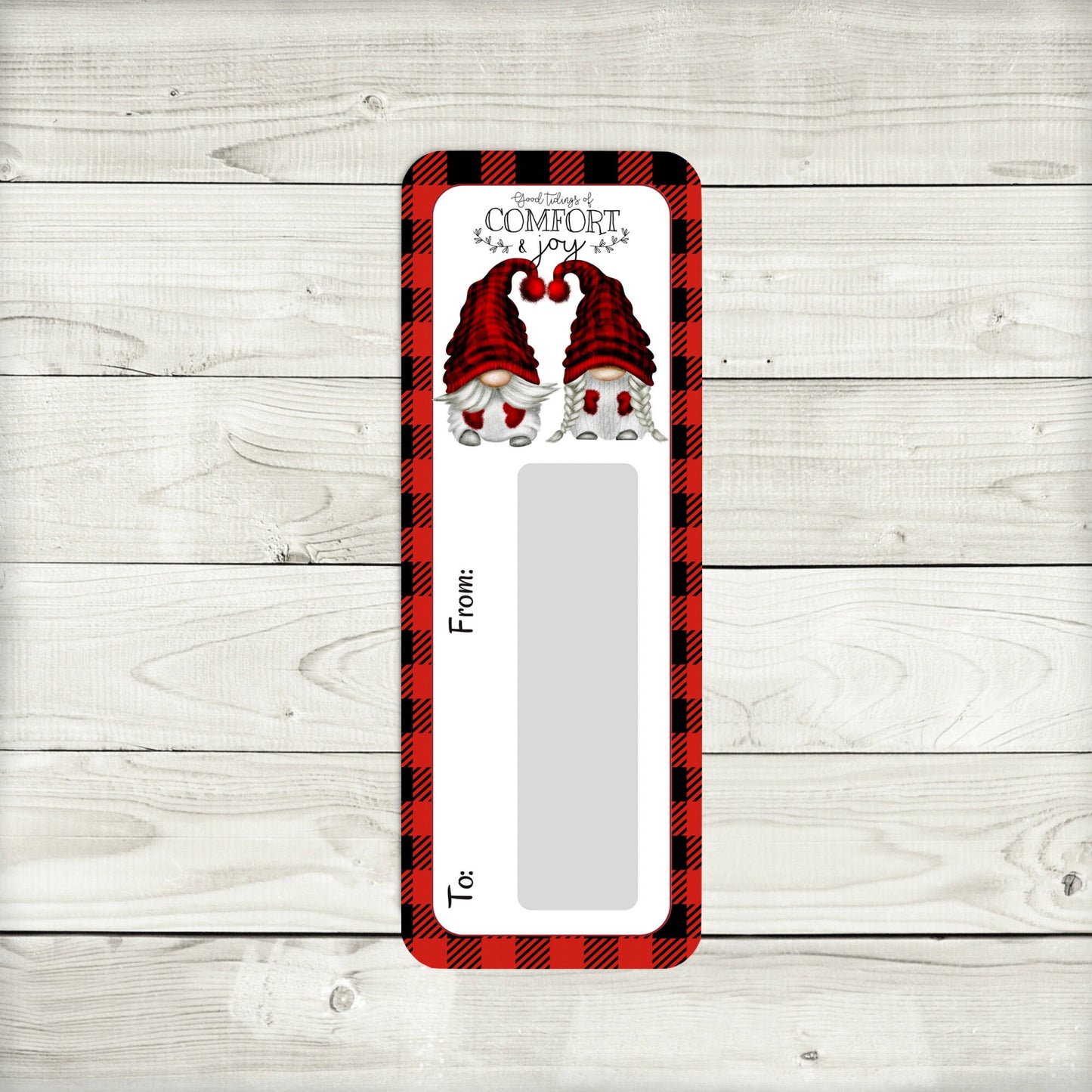 mini money cards | black and red buffalo plaid gnome money holders | christmas cash | christmas gonk