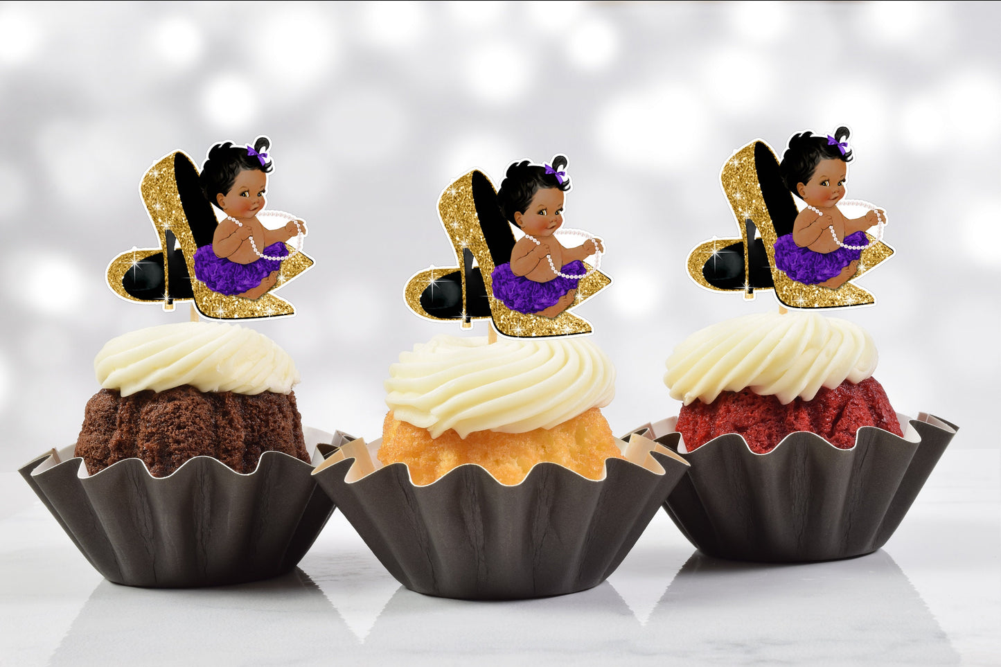 purple heels cupcake toppers (set of 12)