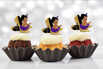 Purple Heels Cupcake Toppers (Set of 12)