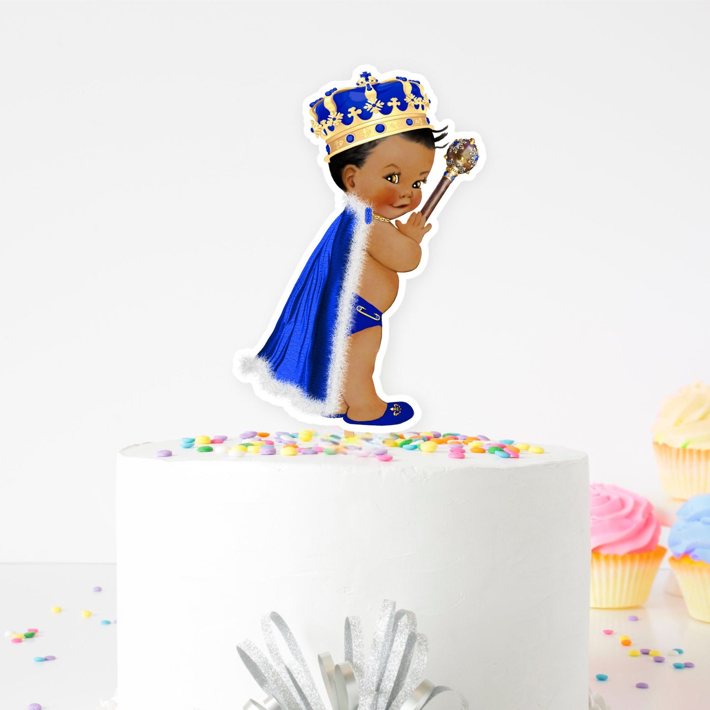 african american royal prince baby shower | royal blue baby shower | prince cake topper| shb1001