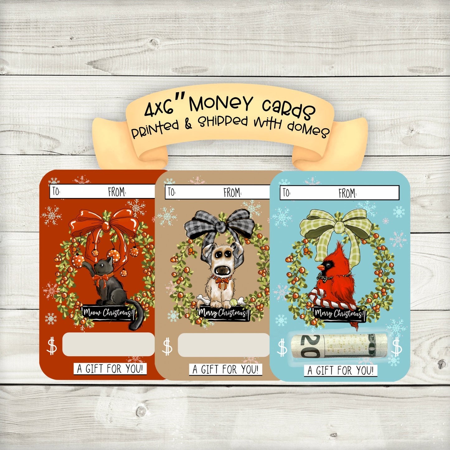 holly jolly holiday christmas cash money holders|christmas animals|collection two