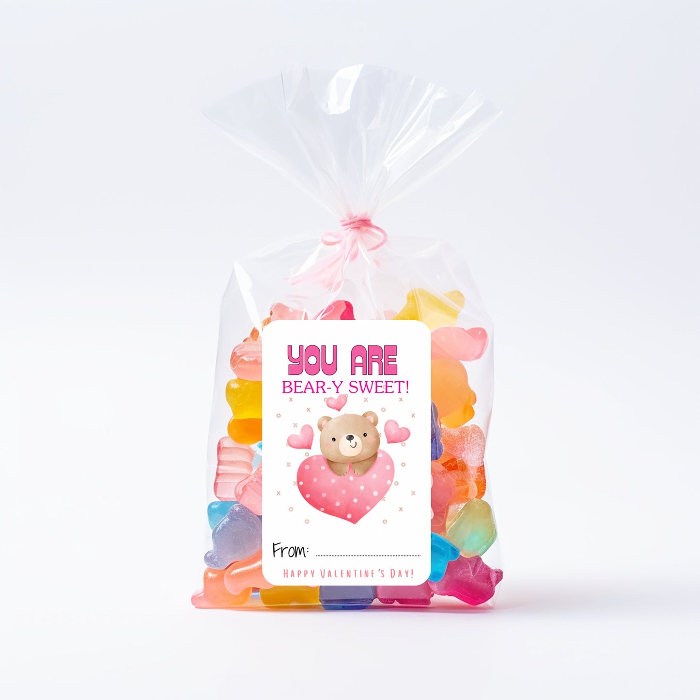 valentine's day brown bear cards or stickers: kids classroom party favors (set of 12)