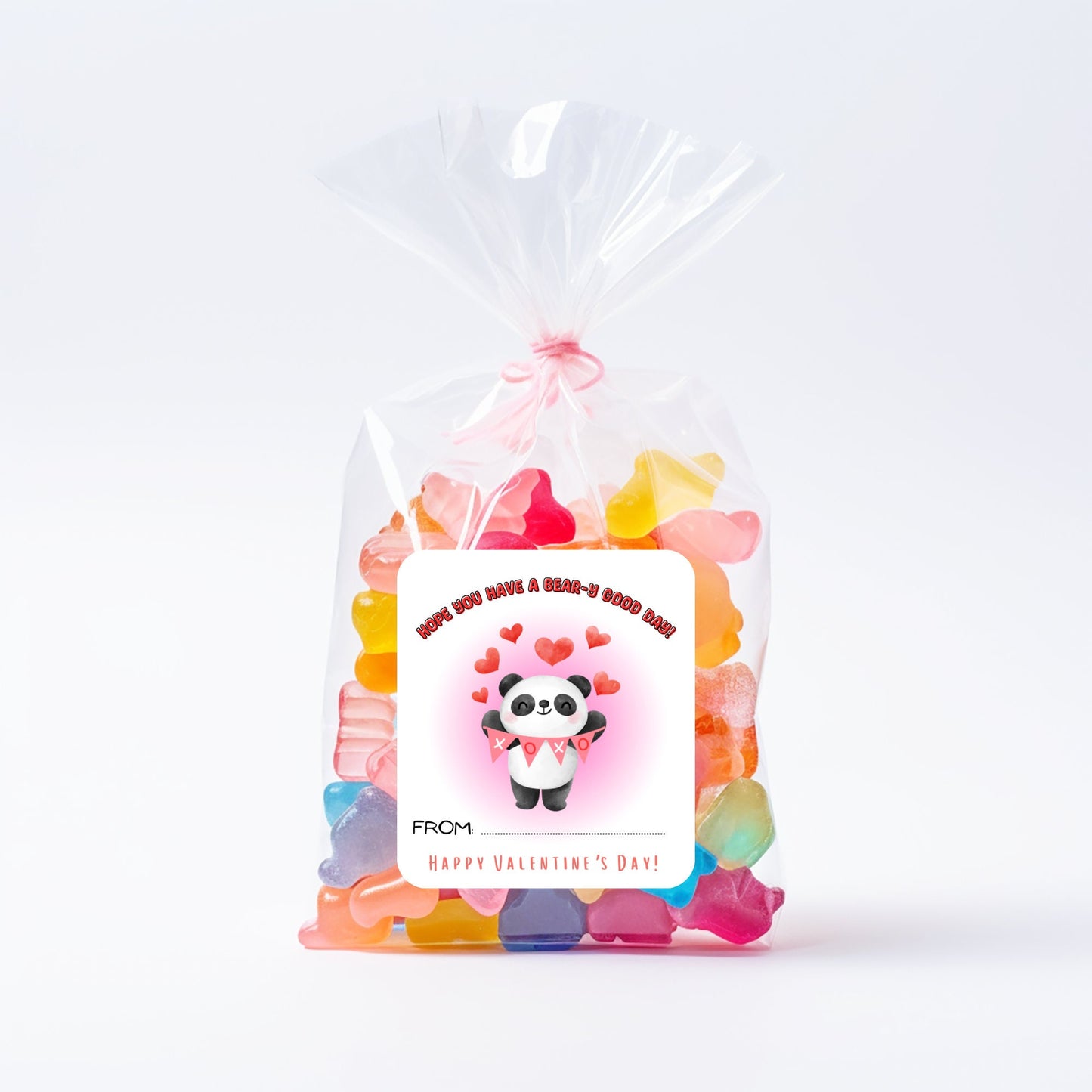panda valentine's day cards or stickers: kids classroom set of 8
