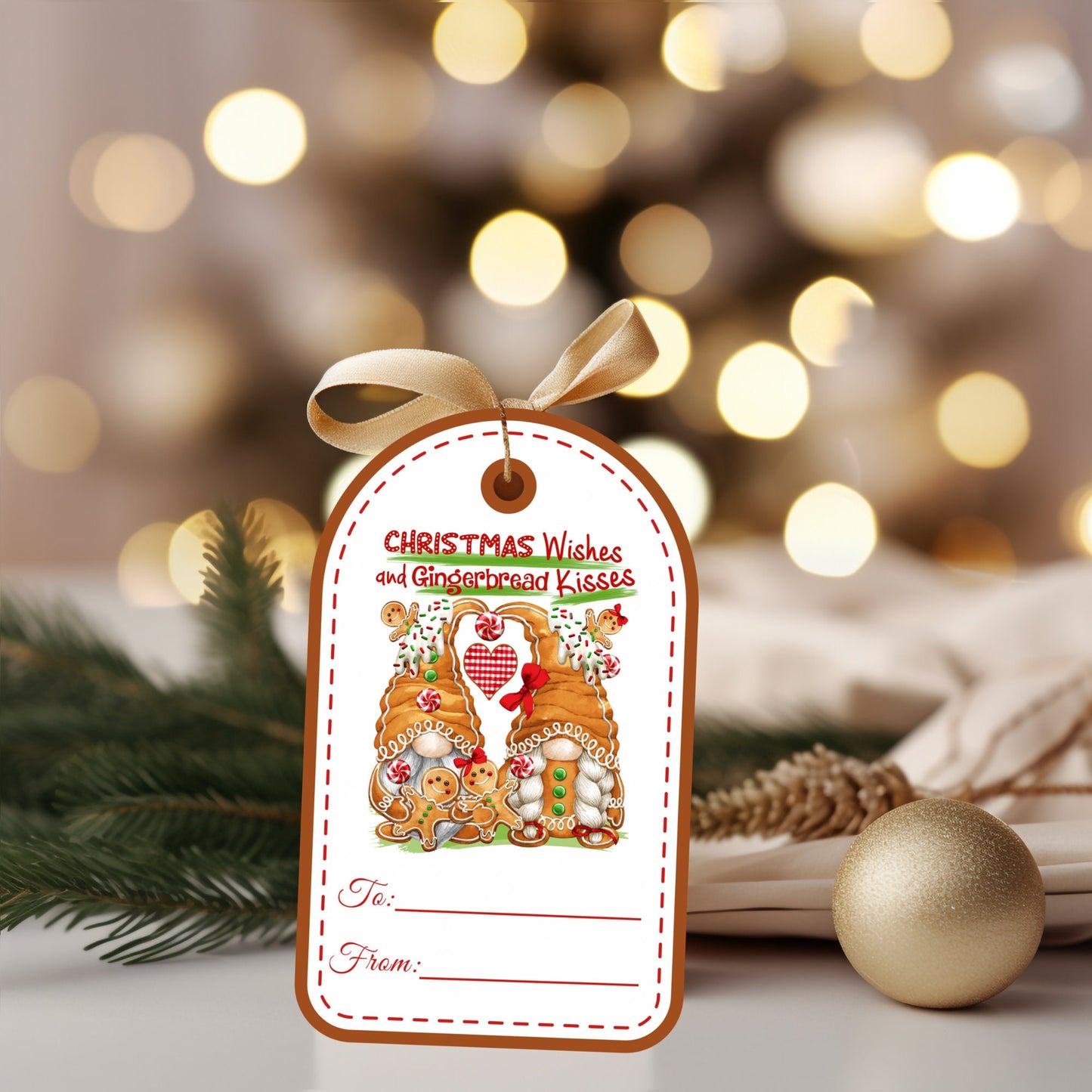 gingerbread gnome gift tags (set of 6)