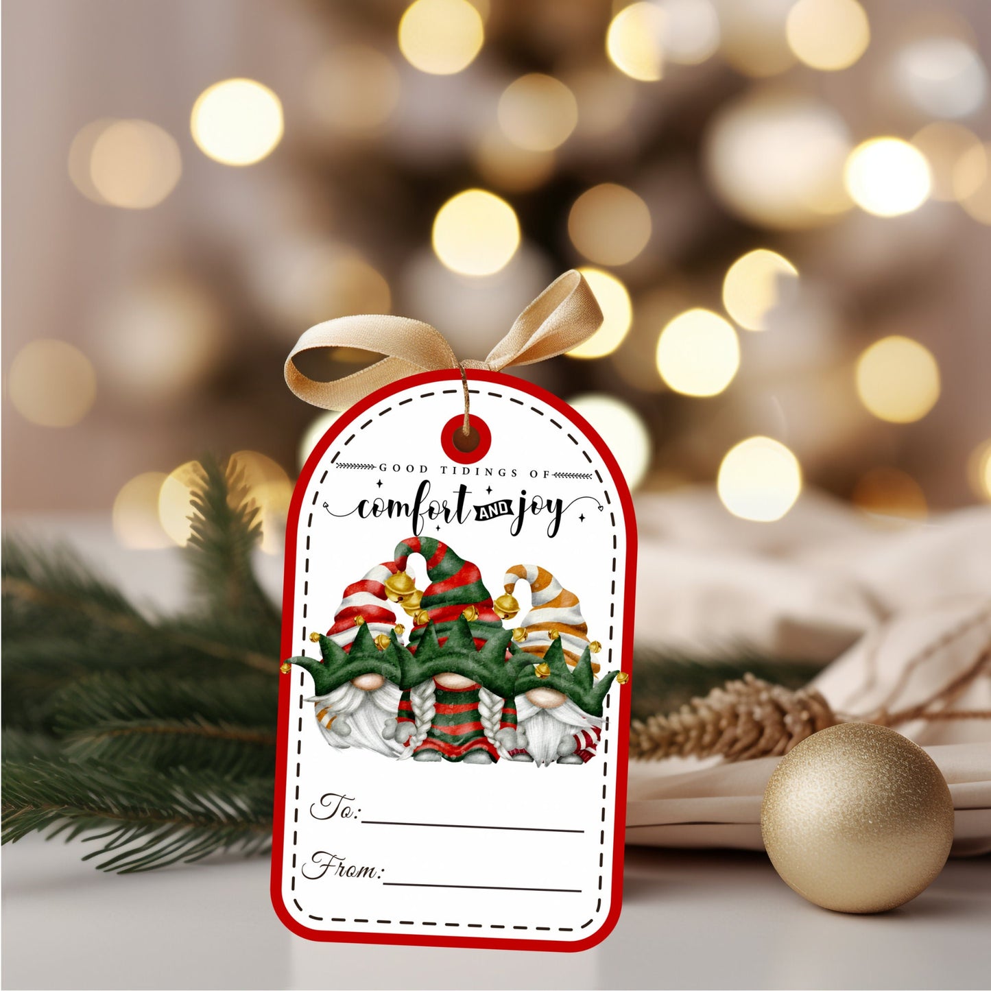 elf gnome good tidings gift tags (set of 6)