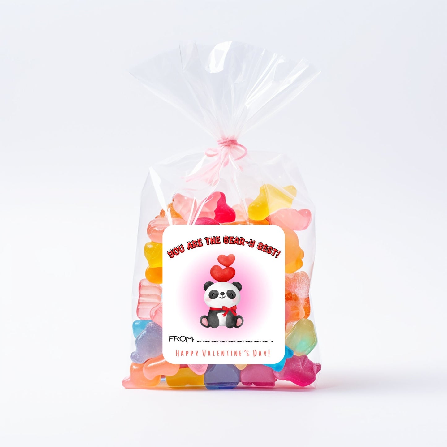 panda valentine's day cards or stickers: kids classroom set of 8