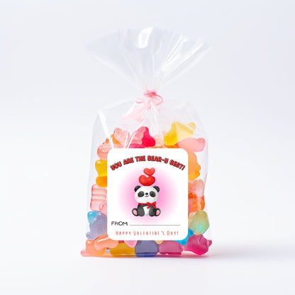 Panda Valentine's Day Cards or Stickers: Kids Classroom Set of 8