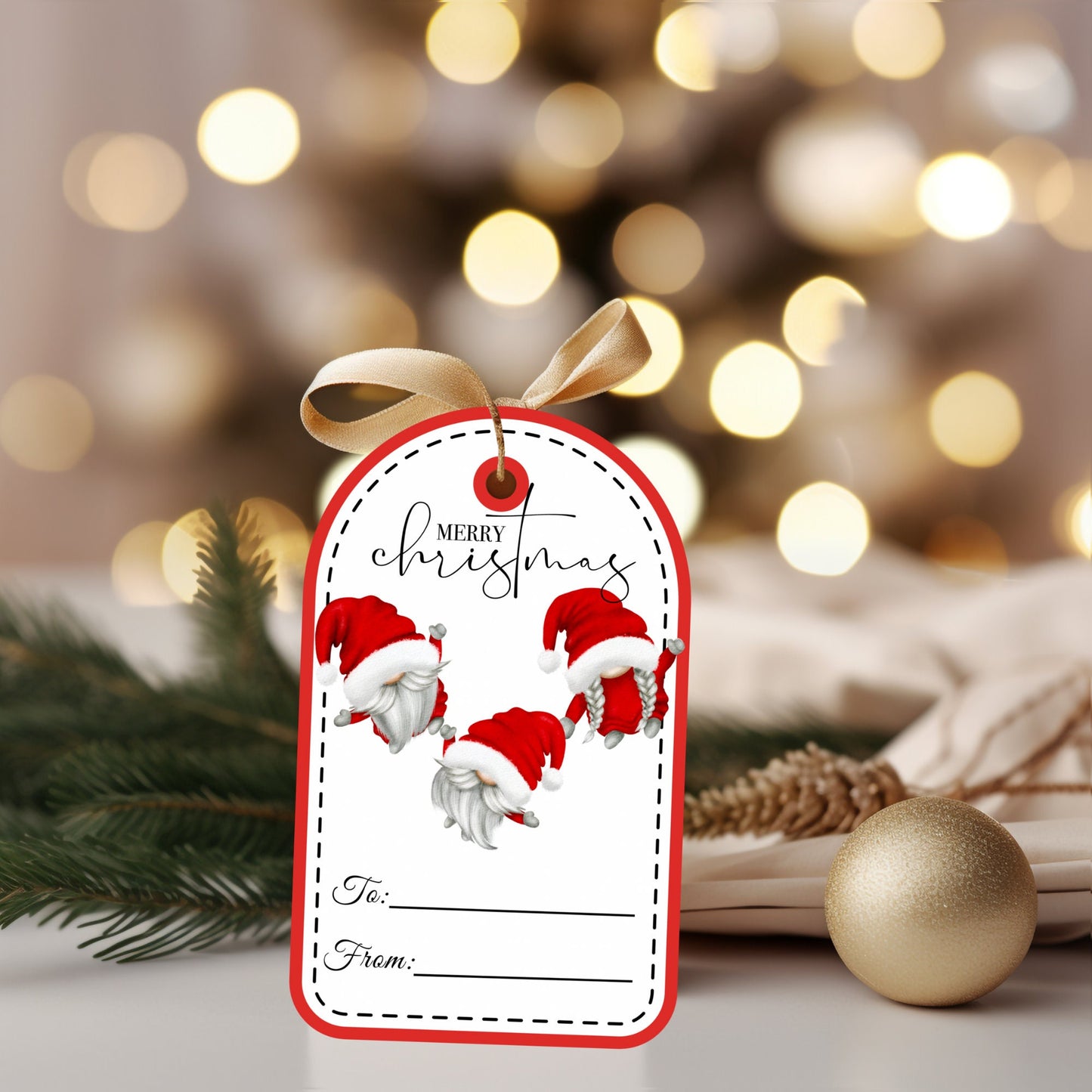 christmas santa gnome gift tags (set of 6)