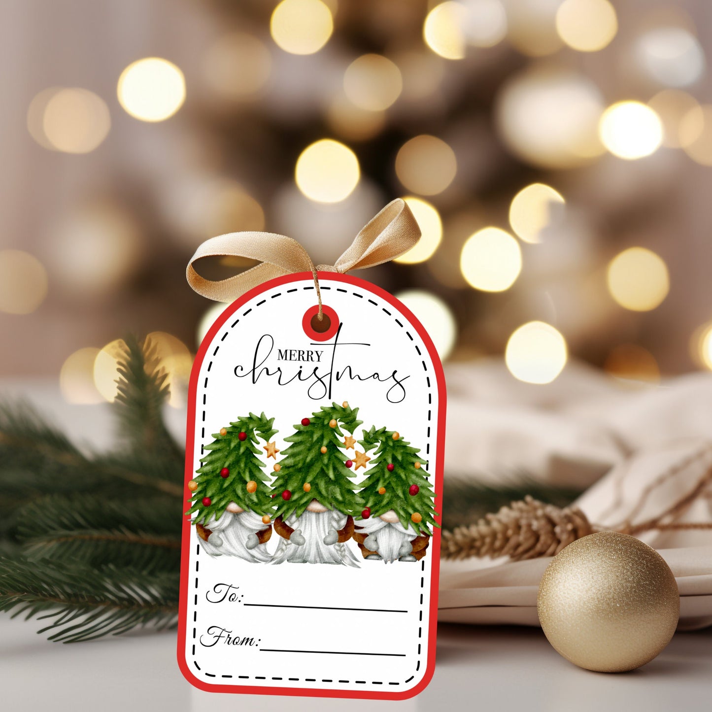 christmas tree gnome gift tags (set of 6)