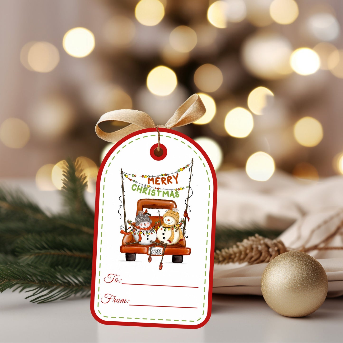 snowmen merry christmas gift tags (set of 6)